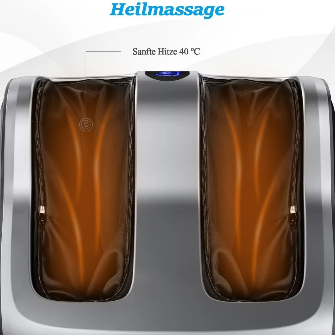 Shiatsu Fuß- und Wadenmassagegerät mit Kompression und Heizung 47,5 x 42,5 x 46 cm Grau