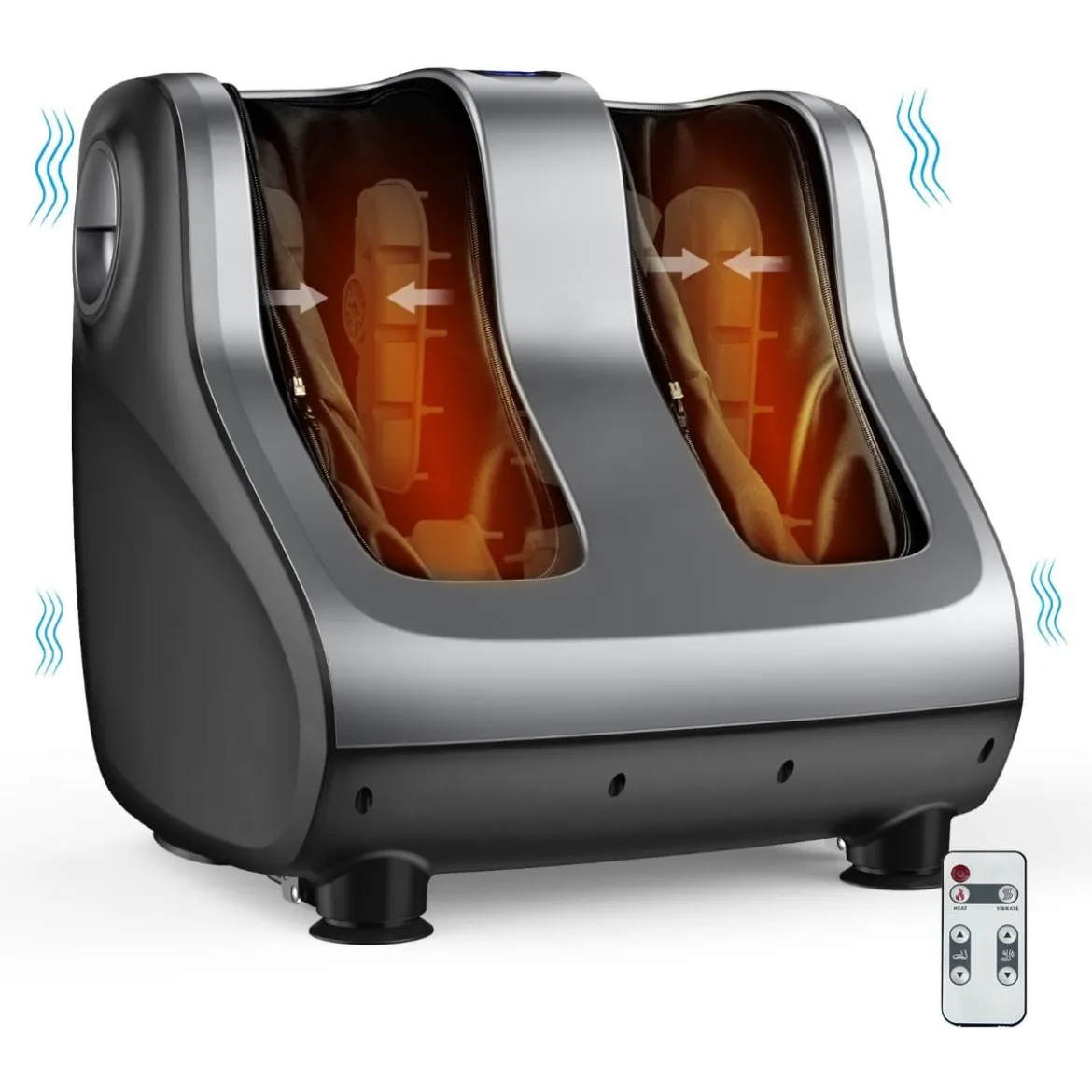 Shiatsu Fuß- und Wadenmassagegerät mit Kompression und Heizung 47,5 x 42,5 x 46 cm Grau