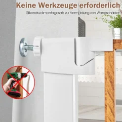 Sicherheitsgitter Haustiergitter mit Automatischem Schließen & Öffnen 71 x 4,5 x 79 cm Weiß