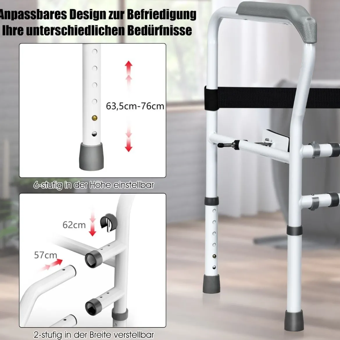 Sicherheitsschiene für die Toilette mit einstellbarer Höhe & Breite für Senioren