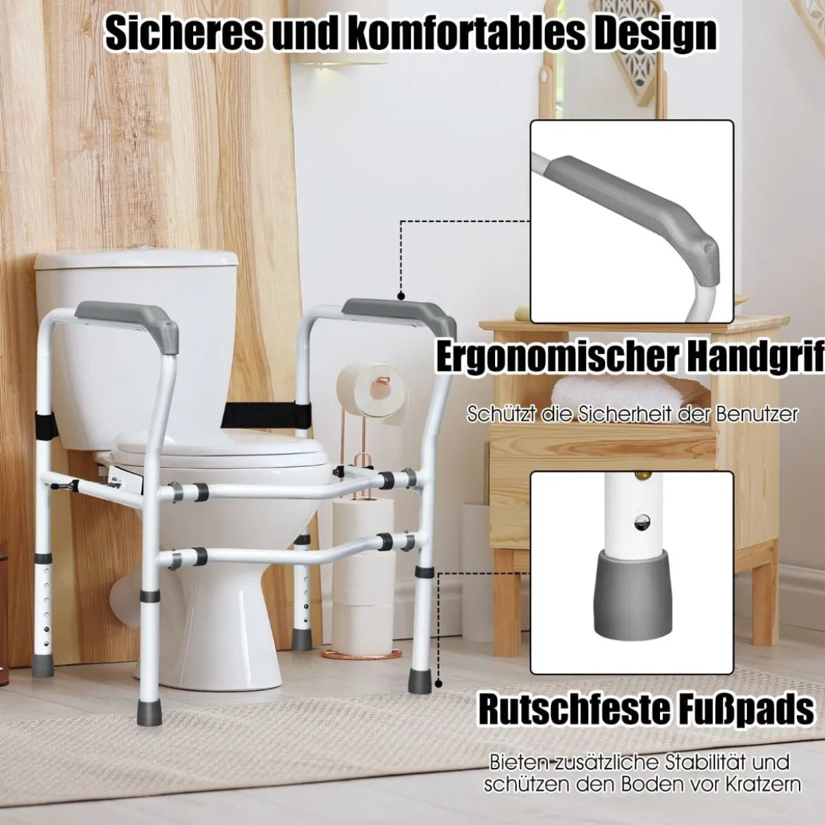 Sicherheitsschiene für die Toilette mit einstellbarer Höhe & Breite für Senioren