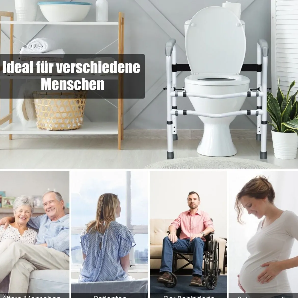Sicherheitsschiene für die Toilette mit einstellbarer Höhe & Breite für Senioren