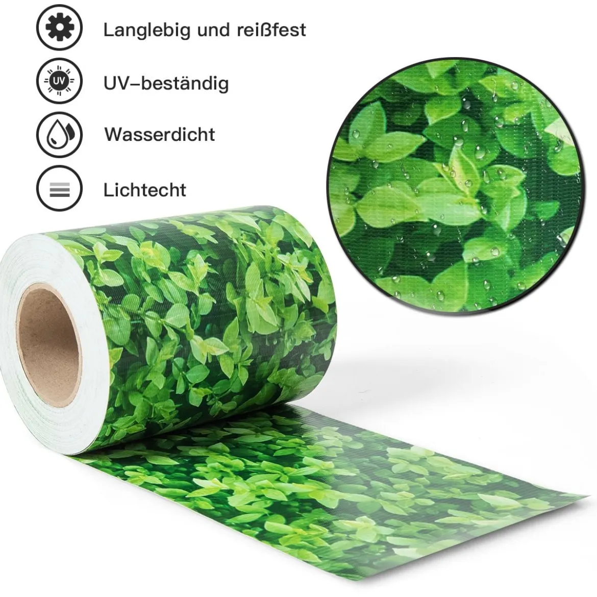 Sichtschutzfolie Zaunblende PVC Zaunblende mit 20 Befestigungsclips Abdeckung Sichtschutz 35 m x 19 cm Buchsbaum