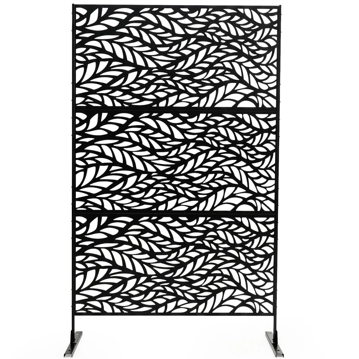 Sichtschutz Garten 122 x 198 cm Freistehender Raumteiler aus Verzinktem Stahl Schwarz