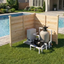 Sichtschutzzaun 2 Teilig 119 x 119 cm Gartenzaun aus Tannenholz Outdoor Holzzaun mit 3 Pfählen Natur