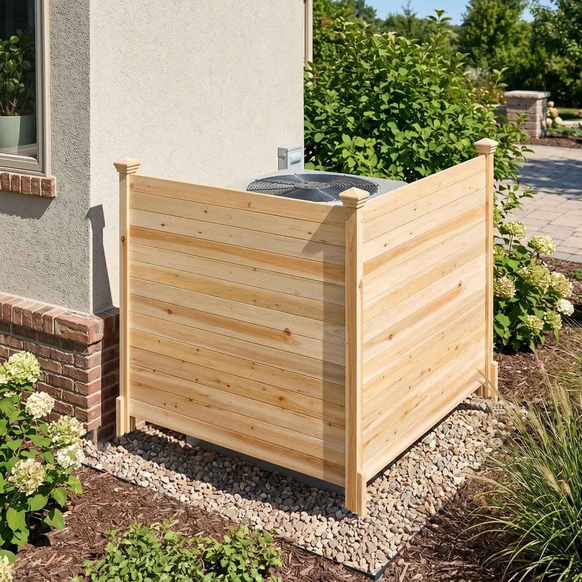 Sichtschutzzaun 2 Teilig 119 x 119 cm Gartenzaun aus Tannenholz Outdoor Holzzaun mit 3 Pfählen Natur