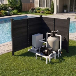Sichtschutzzaun 2 Teilig 119 x 119 cm Gartenzaun aus Tannenholz Outdoor Holzzaun mit 3 Pfählen Schwarz