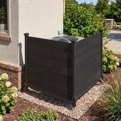 Sichtschutzzaun 2 Teilig 119 x 119 cm Gartenzaun aus Tannenholz Outdoor Holzzaun mit 3 Pfählen Schwarz