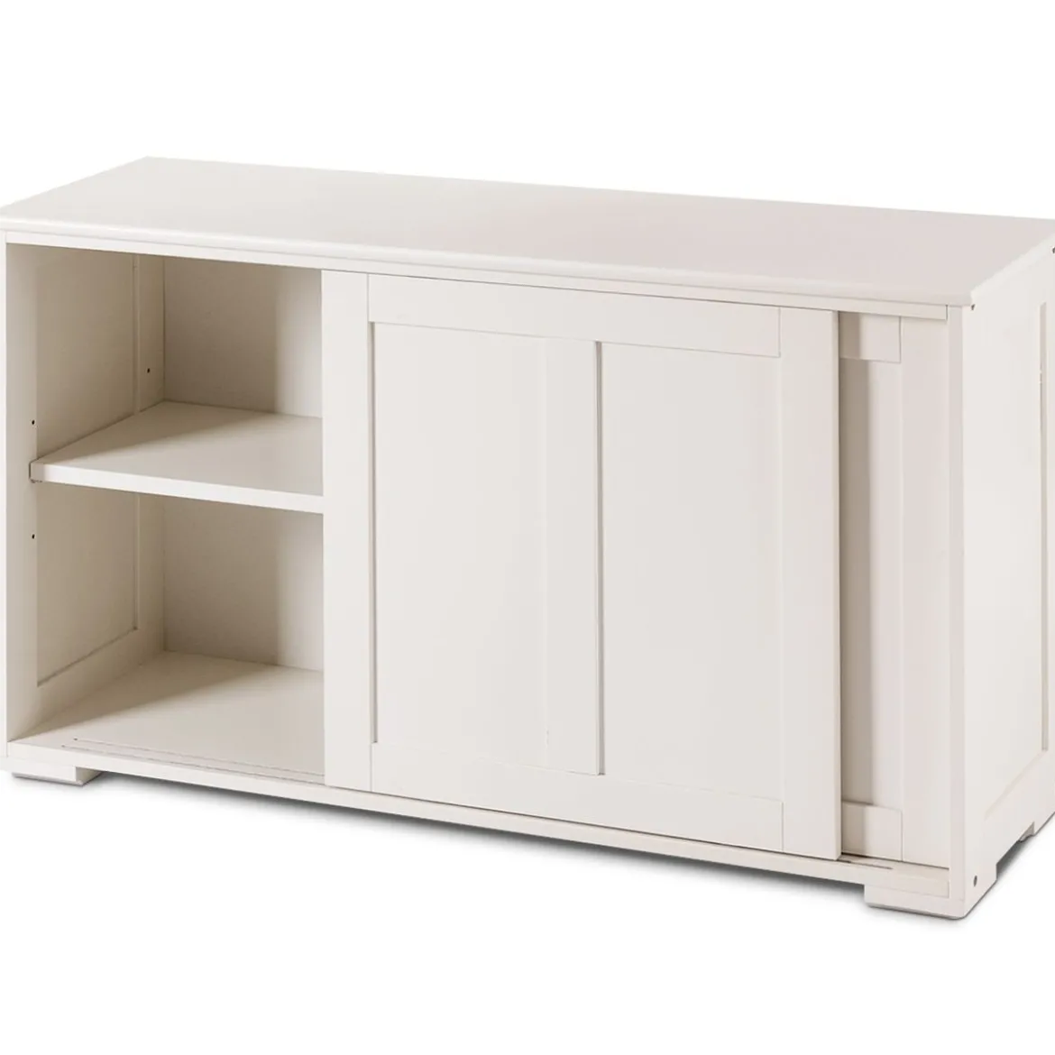 Sideboard Anrichte Küchenschrank Beistellschrank mit Schiebetüren Weiß/Braun/Schwarz 106,5 x 33 x 60 cm