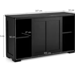 Sideboard Anrichte Küchenschrank Beistellschrank mit Schiebetüren Weiß/Braun/Schwarz 106,5 x 33 x 60 cm