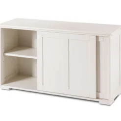 Sideboard Anrichte Küchenschrank Beistellschrank mit Schiebetüren Weiß/Braun/Schwarz 106,5 x 33 x 60 cm