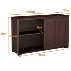 Sideboard Anrichte Küchenschrank Beistellschrank mit Schiebetüren Weiß/Braun/Schwarz 106,5 x 33 x 60 cm