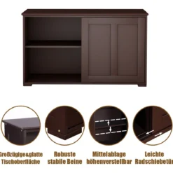 Sideboard Anrichte Küchenschrank Beistellschrank mit Schiebetüren Weiß/Braun/Schwarz 106,5 x 33 x 60 cm