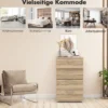 Sideboard aus Holz mit 4 Schubladen & Metallschienen & Kippsicherung Natur