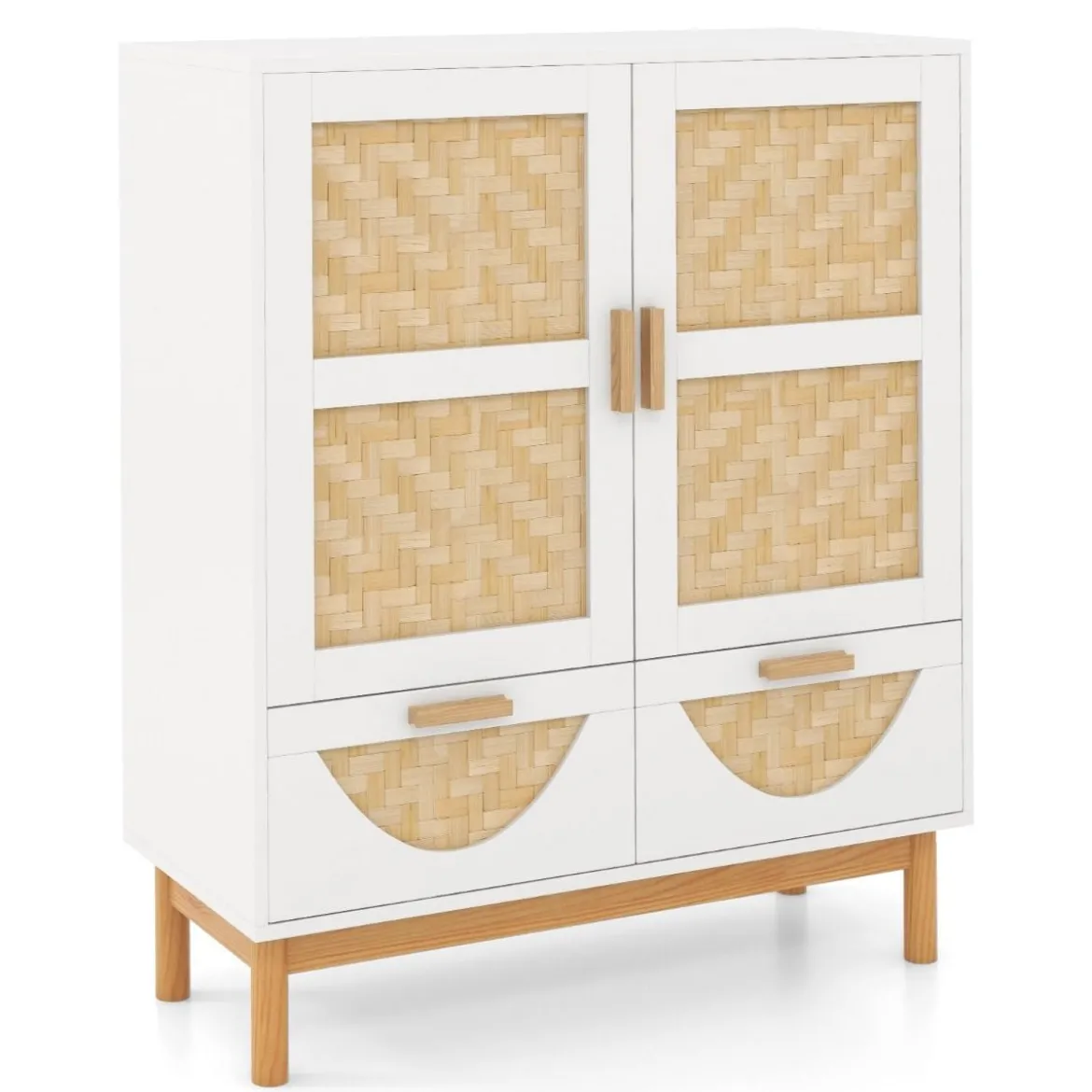 Sideboard Buffetschrank mit 2 Türen & 2 Schubladen & Verstellbarem Regal Küchenschrank