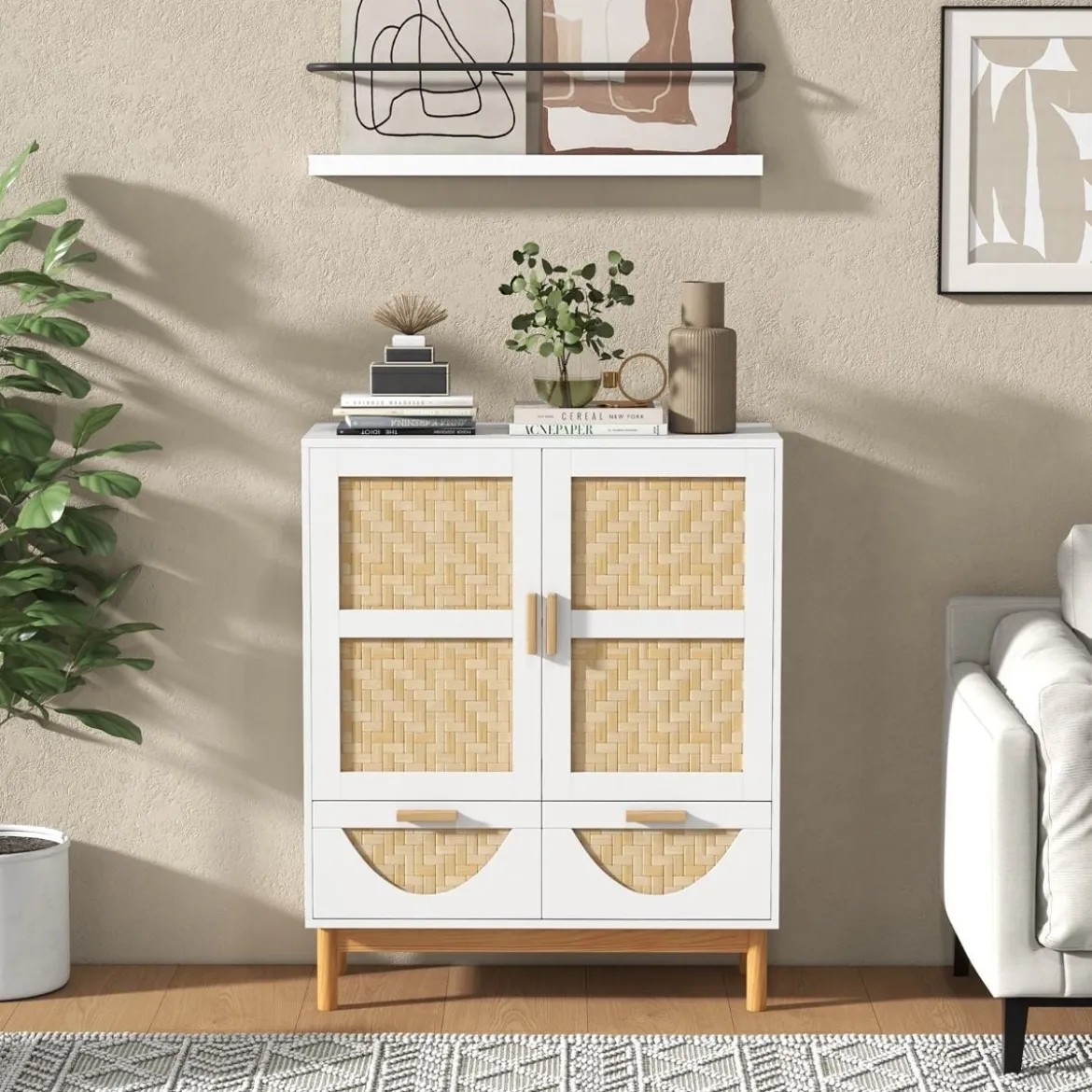 Sideboard Buffetschrank mit 2 Türen & 2 Schubladen & Verstellbarem Regal Küchenschrank