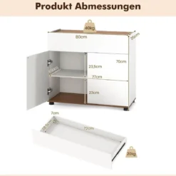 Sideboard Buffet-Schrank mit Stauraum Holz-Kaffeebar-Stationstisch mit 1 Schublade & 2 Türen Weiß