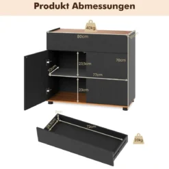 Sideboard Buffet-Schrank mit Stauraum Holz-Kaffeebar-Stationstisch mit 1 Schublade & 2 Türen Schwarz
