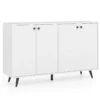 Sideboard Holz Kommode mit 4 Türen & 5-fach verstellbare Ablagen 127,5 x 38 x 80 cm Weiß