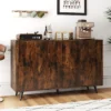 Sideboard Holz Kommode mit 4 Türen & 5-fach verstellbare Ablagen 127,5 x 38 x 80 cm Braun