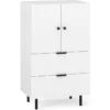 Sideboard Holz mit Metallbeinen Buffetschrank Servierschrank mit Schubladen & Türen 60 x 41,5 x 102 cm Weiß