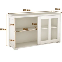 Sideboard Küchenschrank Wohnzimmerregel mit Schiebetüren Cremeweiß 106,5 x 33 x 62,5 cm