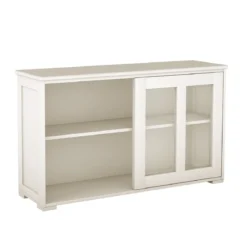 Sideboard Küchenschrank Wohnzimmerregel mit Schiebetüren Cremeweiß 106,5 x 33 x 62,5 cm