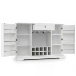 Sideboard mit Abnehmbarem Weinregal Verstellbaren Einlegeböden & Gläserhalter 120 x 40 x 83 cm