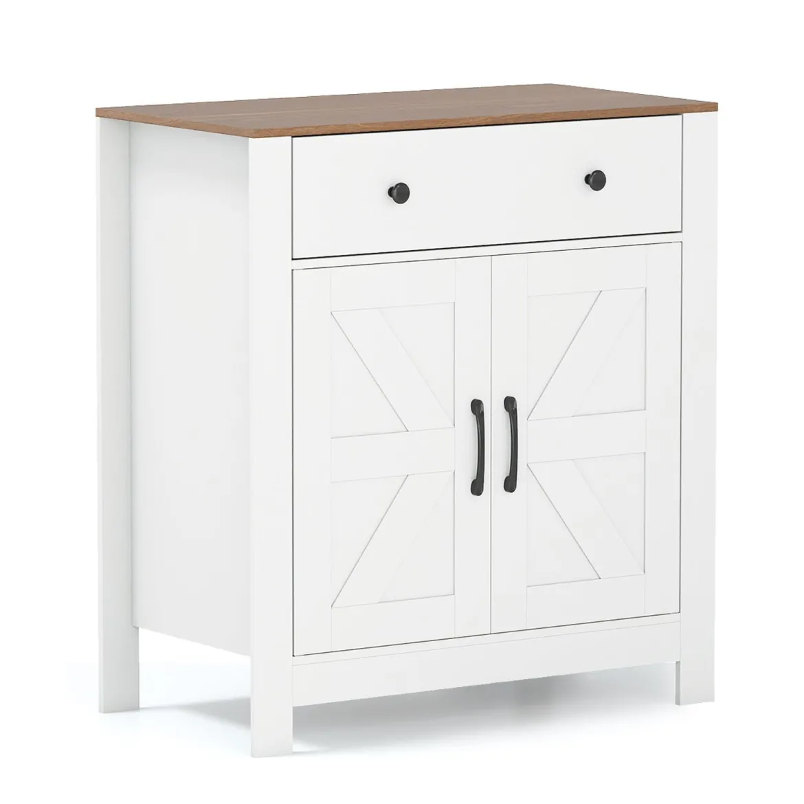 Sideboard mit Arbeitsplatte & Schublade & 2 Türen & Verstellbares Regal Landhausstil Küchenschrank