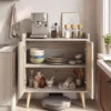 Sideboard mit Rattantüren Küchenschrank Holz mit Arbeitsplatte & Verstellbaren Ablagen 67 × 38 × 77 cm Natur