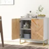 Sideboard mit 2 Türen Küchenschrank mit Regal Buffetschrank modern mit Metallbeinen Weiß 80 x 40 x 80 cm