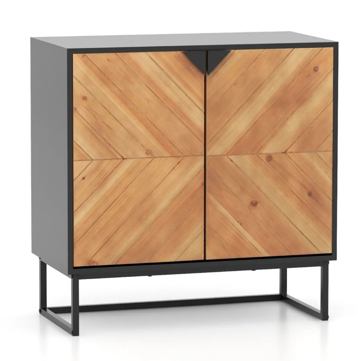 Sideboard mit 2 Türen Küchenschrank mit Regal Buffetschrank modern mit Metallbeinen 80 x 40 x 80 cm Schwarz