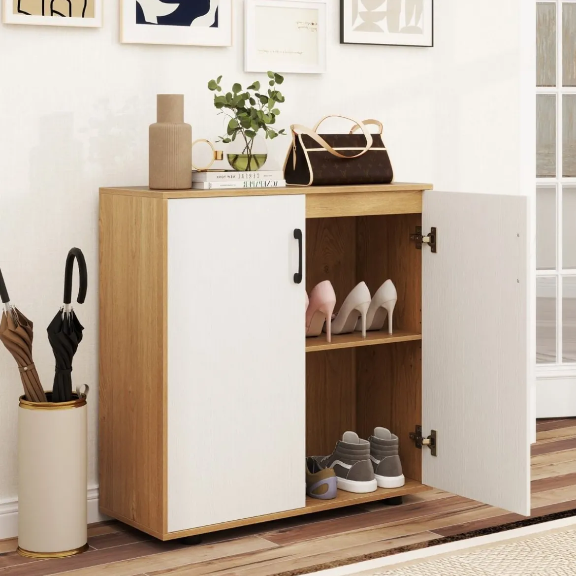 Sideboard mit Türen & Verstellbarem Regal Beistellschrank Aufbewahrungsschrank
