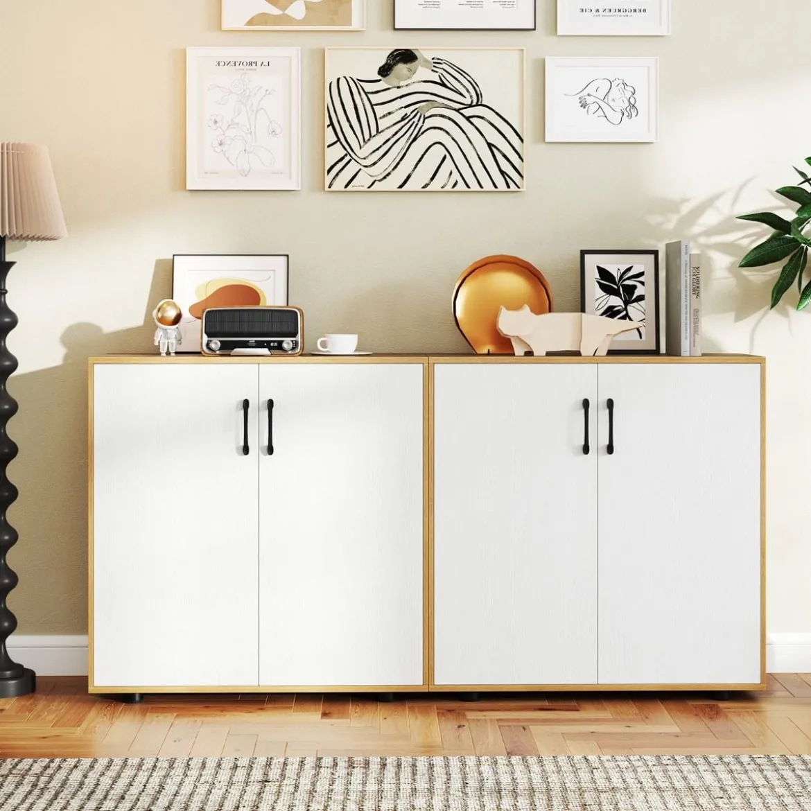 Sideboard mit Türen & Verstellbarem Regal Beistellschrank Aufbewahrungsschrank