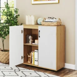 Sideboard mit Türen & Verstellbarem Regal Beistellschrank Aufbewahrungsschrank