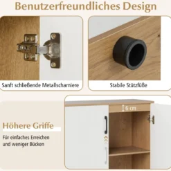 Sideboard mit Türen & Verstellbarem Regal Beistellschrank Aufbewahrungsschrank