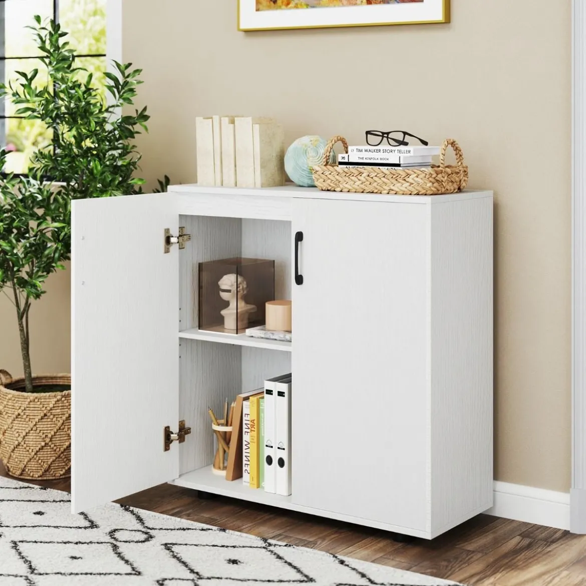 Sideboard mit Türen & Verstellbarem Regal Beistellschrank Aufbewahrungsschrank