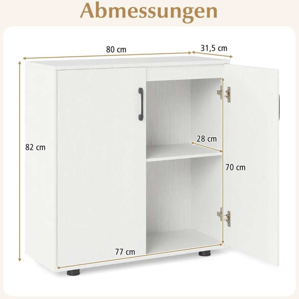 Sideboard mit Türen & Verstellbarem Regal Beistellschrank Aufbewahrungsschrank