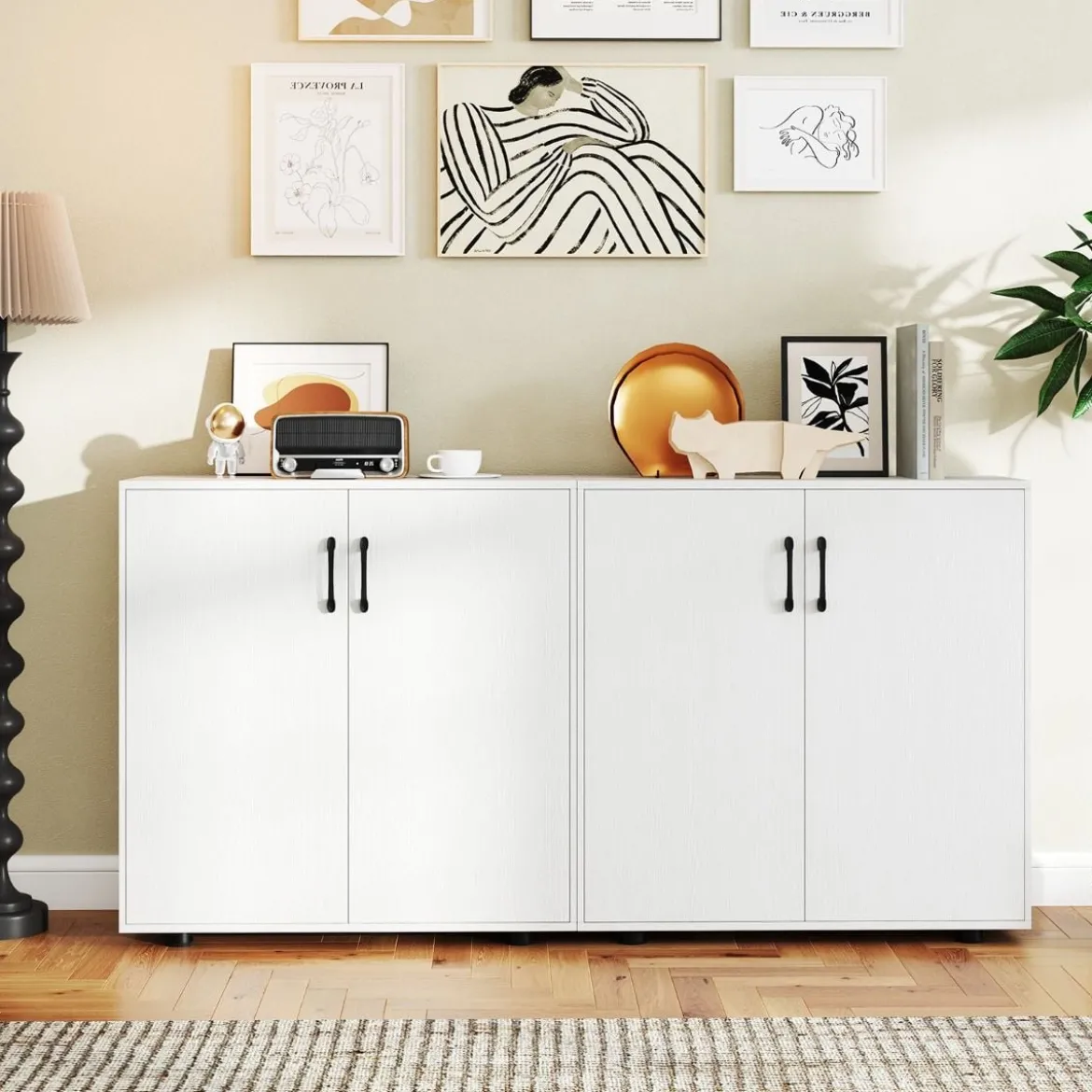 Sideboard mit Türen & Verstellbarem Regal Beistellschrank Aufbewahrungsschrank