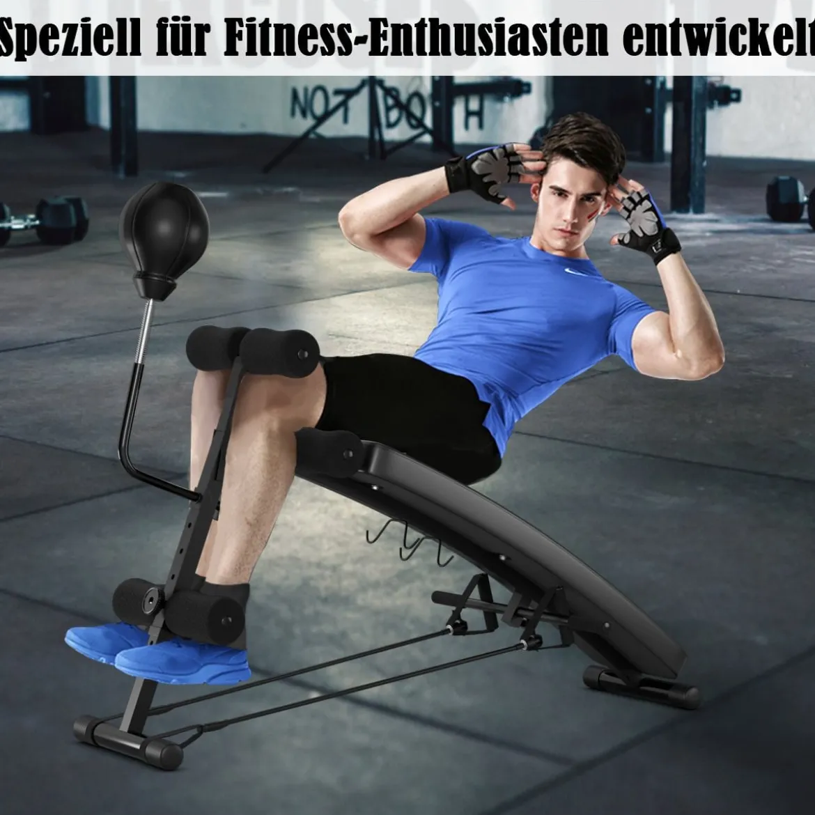 Sit Up Bank Höhenverstellbare TrainingsbankFitnessbankmit Punchingball Schwarz