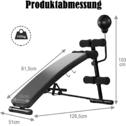 Sit Up Bank Höhenverstellbare TrainingsbankFitnessbankmit Punchingball Schwarz