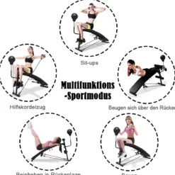 Sit Up Bank Höhenverstellbare TrainingsbankFitnessbankmit Punchingball Schwarz
