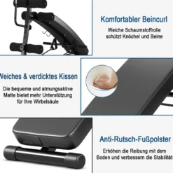 Sit Up Bank Höhenverstellbare TrainingsbankFitnessbankmit Punchingball Schwarz