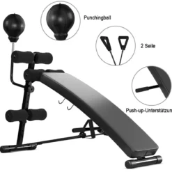 Sit Up Bank Höhenverstellbare TrainingsbankFitnessbankmit Punchingball Schwarz
