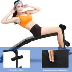 Sit Up Bank Klappbare Trainingsbank Schrägbank höhenverstellbar bis zur 100kg Schwarz