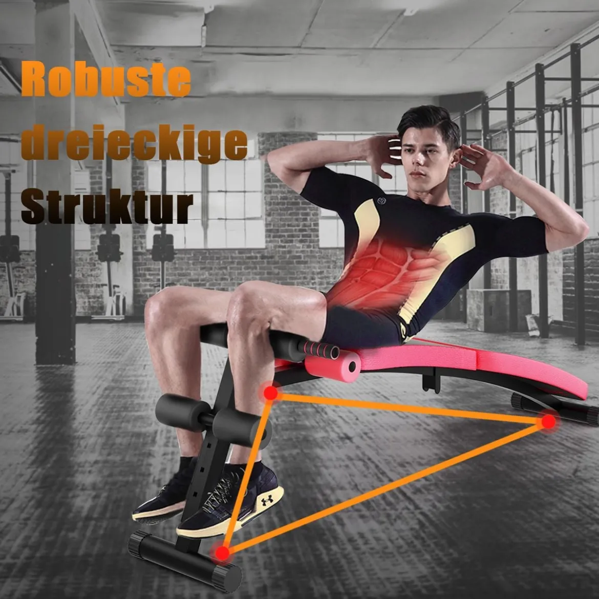 Sit Up Bank klappbar Schrägbank verstellbar Trainingsbank bis zur 200kg belastbar Rot