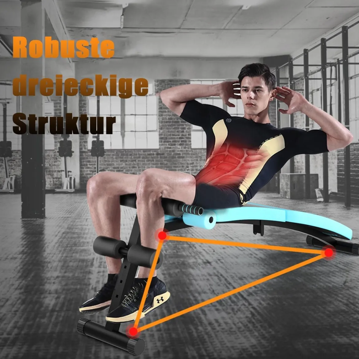 Sit Up Bank klappbar Schrägbank verstellbar Trainingsbank bis zur 200kg belastbar Blau