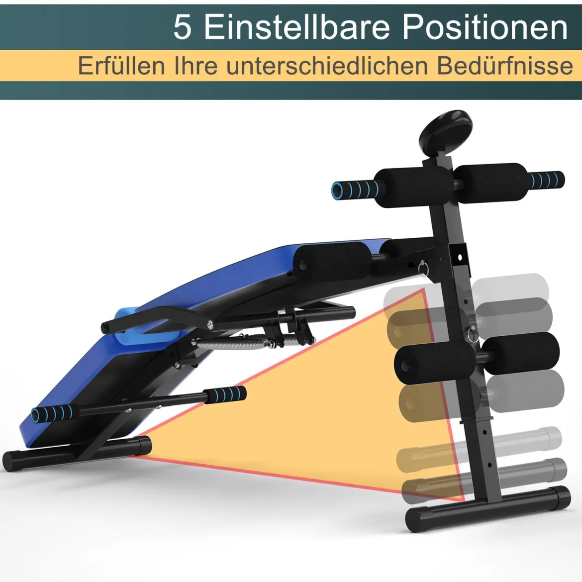 Sit Up Bank klappbar Trainingsbank höhenverstellbar Fitnessbank Schrägbank Blau