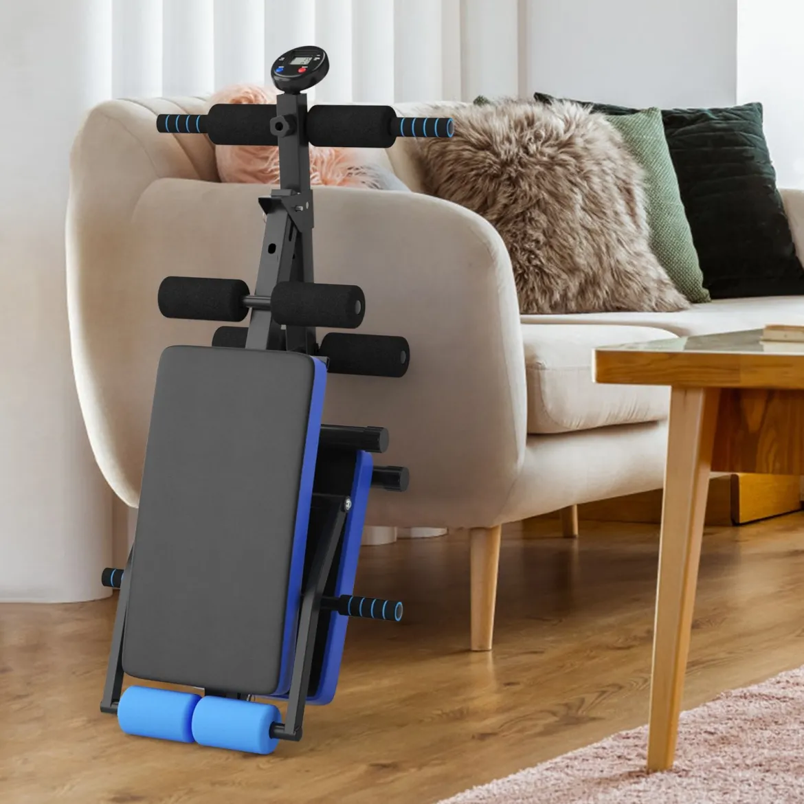 Sit Up Bank klappbar Trainingsbank höhenverstellbar Fitnessbank Schrägbank Blau