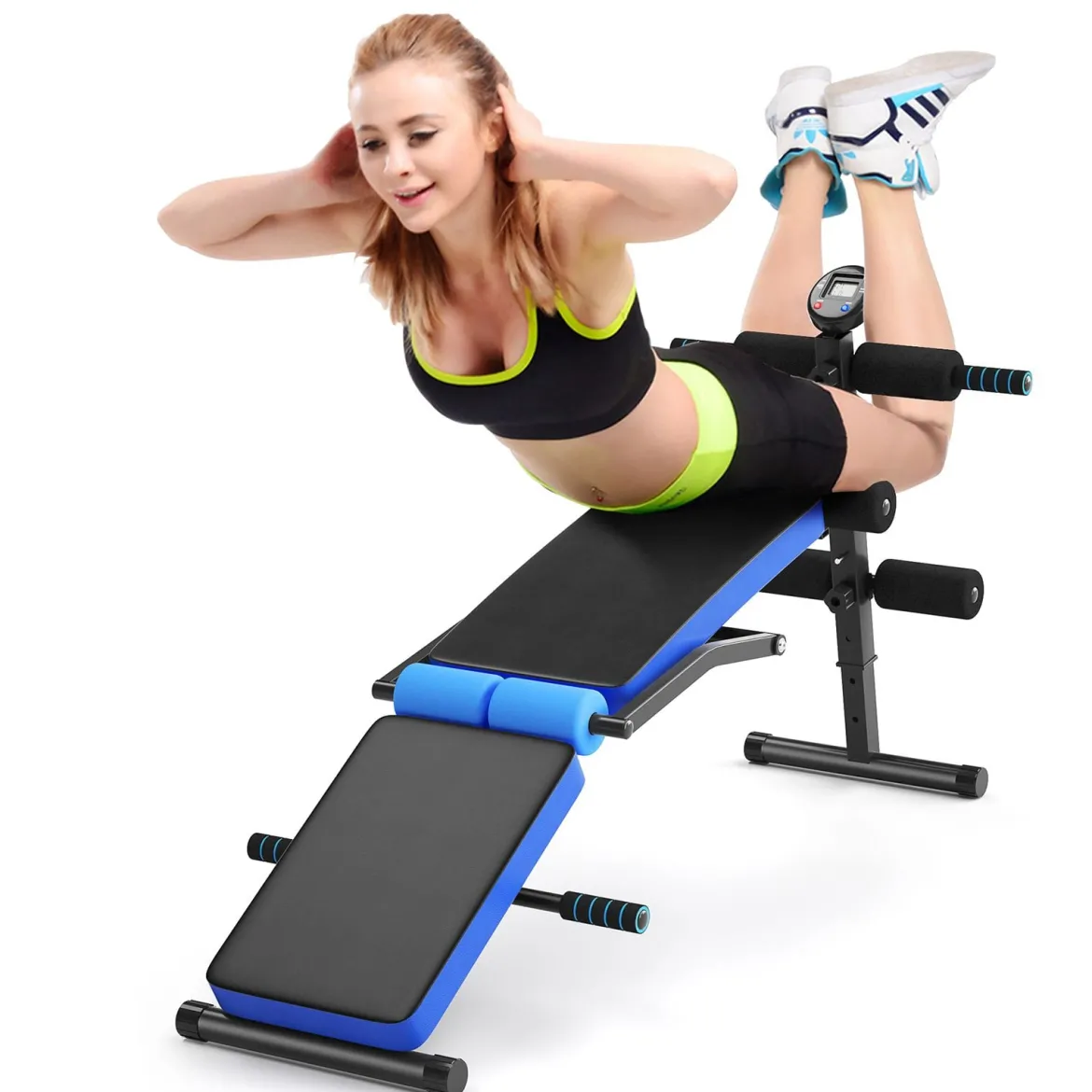Sit Up Bank klappbar Trainingsbank höhenverstellbar Fitnessbank Schrägbank Blau
